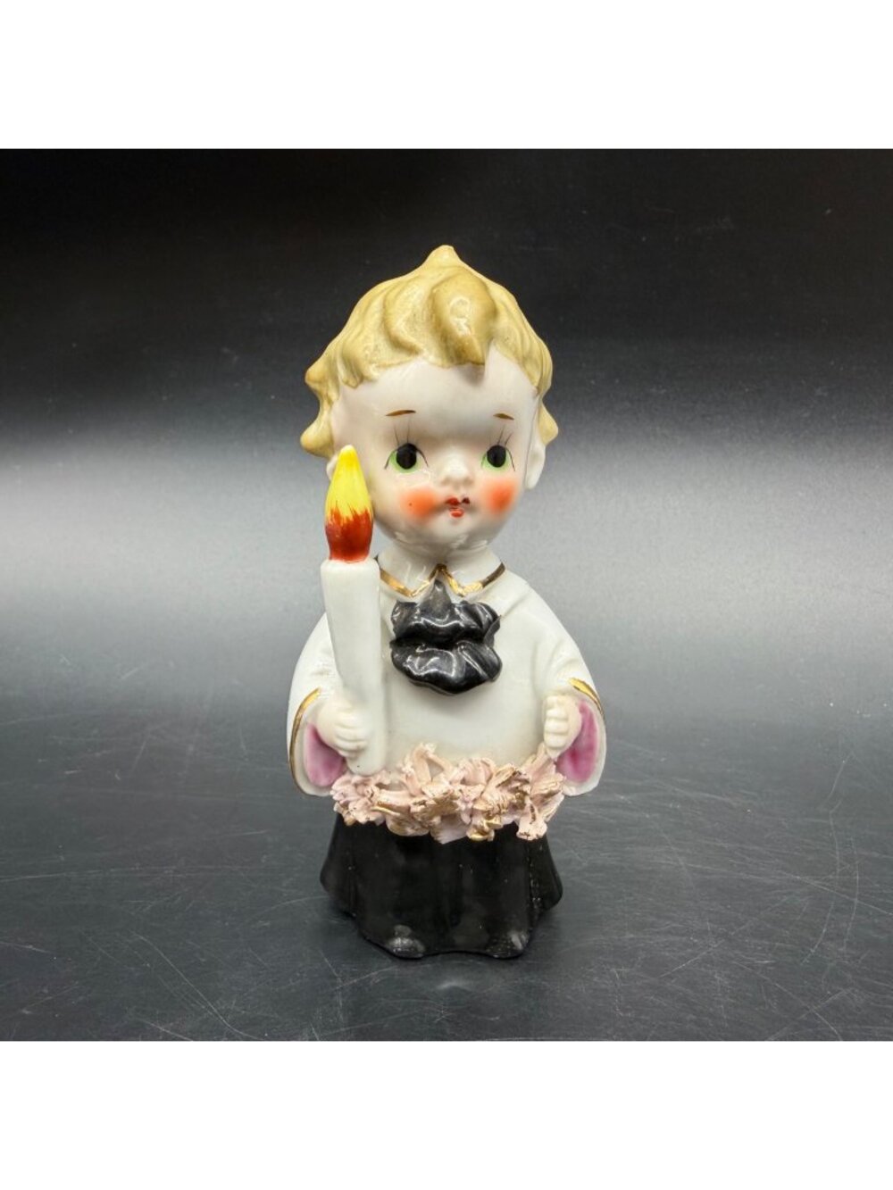 Vintage Choir Boy Figurine Candle Decor Shelf Sitter Enesco Japan Ceramic Kitsch